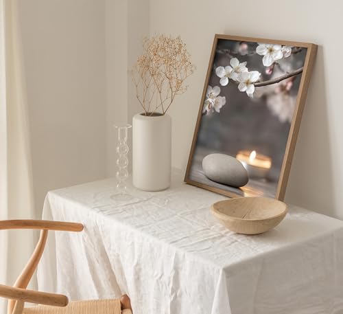 ZHJIOFXG 3 Piece Zen Canvas Wall Art Stacked Stones Cherry Blossom Candle Spa Wall Decor Calming Minimalist Neutral Poster Print Art for Bathroom Bedroom Yoga Room Office Living Room 16x24in Unframed - size: 24L''x16W''