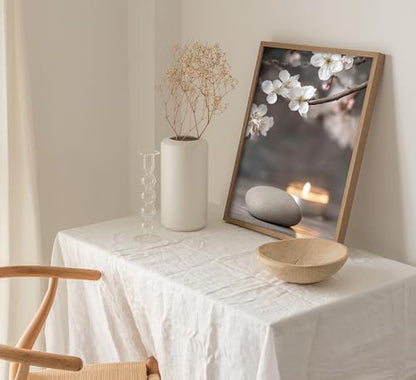 ZHJIOFXG 3 Piece Zen Canvas Wall Art Stacked Stones Cherry Blossom Candle Spa Wall Decor Calming Minimalist Neutral Poster Print Art for Bathroom Bedroom Yoga Room Office Living Room 16x24in Unframed - size: 24L''x16W''