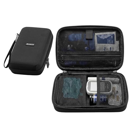 Caseling Hard EVA Electronics Travel Organizer – Shockproof Protective Carrying Case for Chargers, Power Banks & Cables – Compact 9.5” x 5.7” Travel Storage with Wrist Strap, Black