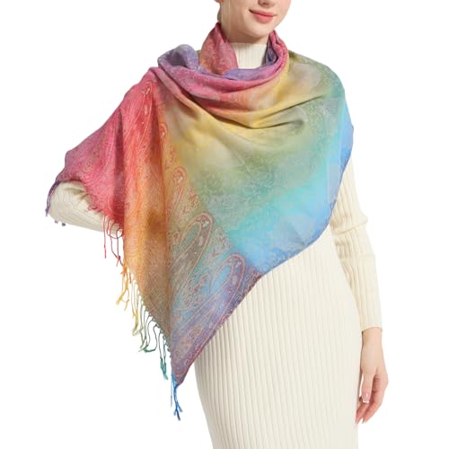 Rave Pashmina Scarf, Fashion Colorful Shawls and Wraps Soft Festival Scarves - color: A-gery