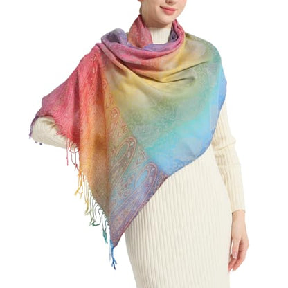 Rave Pashmina Scarf, Fashion Colorful Shawls and Wraps Soft Festival Scarves - color: A-gery