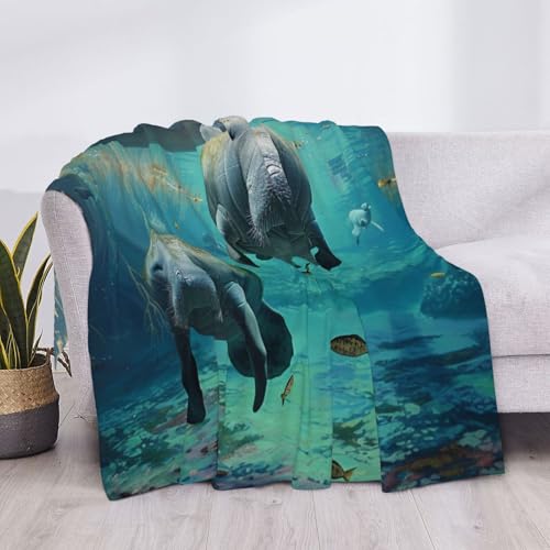 West Indian Sea Animals Prints Throw Blanket (320g Flannel) Anti-Pilling Warm Fuzzy Blankets for Bed Sofa Couch Travel 40x30 Inch - color: West Indian Sea Animals, size: 40x30 Inch