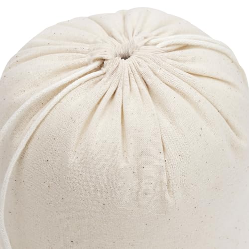 100 Percent Cotton Drawstring Bags, Reusable Quality with Double String, For Pantry Gifts Packing Kitchen Shoes - Pack of 6 (Natural Beige, 10 x 15 Inch) - color: Natural Beige, size: 10 x 15 Inch