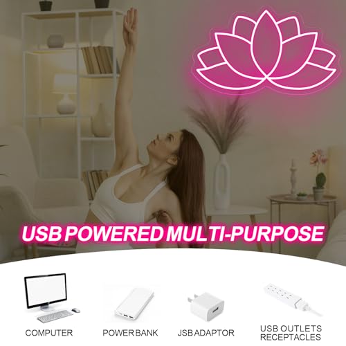 Lotus neon sign, Lotus led sign, Yoga Led Sign, Meditation Led Light, Exercise Room Wall Decor, Buddha Lotus, Pilates Studio Art Meditation Room Wall Art Yoga Lover Gift, Psychic Chakras Healing Exercise - color: Lotus