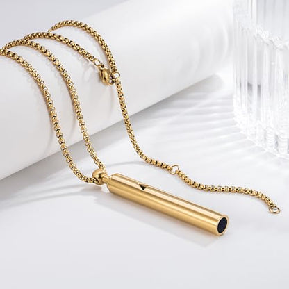 Breathing Easy Necklace, Mindfulness Breathing Stainless Steel Pendant for Stress Relief, Anxiety Management & Smoking Cessation Aid, Intricate Engraving for Men Women - color: Gold