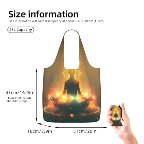 Yoga Meditation (4) For Foldable Shopping Bag, Washable Storage Tote For Work And Travel