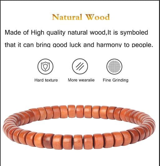 Prayer Bead bracelet Mala Beaded Bracelets for Men Women 12/15MM … - color: 4*7mm Barrel beads Jujube wood