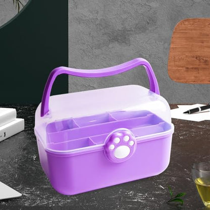 Multipurpose Storage Container Hair Accessories Organizer Lockable Cute with Handle Art Craft Organizer for Headband Earrings, Violet