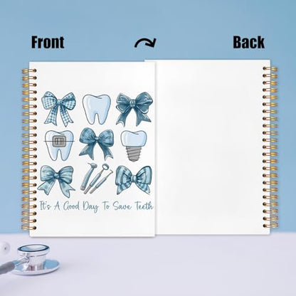 Blue Coquette Bow Dentist Notebook, Dental Gifts for Coworkers Journal, Dental Hygienist Gifts Spiral Notebook Journal for Note Taking, Dentist Office Supplies, 5.5x8.3 Inch - color: It's A Good Dayy To Save Teeth