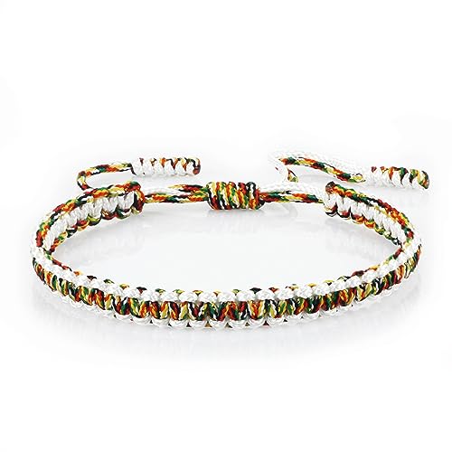 COLORFUL BLING Tibetan Buddhist Bracelets for Women Men Handmade Braided Rope String Lucky Protection Wristbands Prayer Family Couple Jewelry - color: mix white