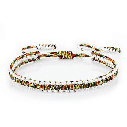 COLORFUL BLING Tibetan Buddhist Bracelets for Women Men Handmade Braided Rope String Lucky Protection Wristbands Prayer Family Couple Jewelry - color: mix white