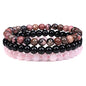 2Pcs Matte Lava Rock Volcanic Stone Beads Stretch Bracelet Stacking Frosted Gemstone Turquoise Seed Bracelet for Men Women Couple Stress Relief Aromatherapy Jewelry Gift - color: G pink
