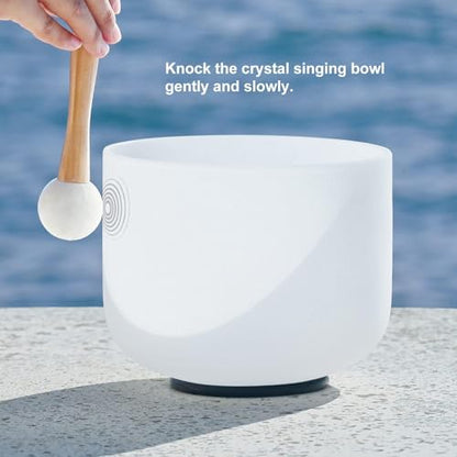 CVNC 432HZ 12 Inch C Note Root Chakra Frosted Quartz Crystal Singing Bowl Meditation Therapy Sound Healing Instrument Sound Bath Bowl with Mallet and O-ring - size: 12 inch C
