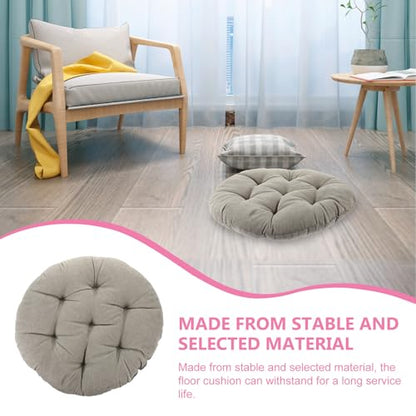 Floor Pillow Seat Cushion Corduroy Thick Tufted Meditation Mat 42cm Diameter 6-8cm Thick Charcoal Grey Floor Seating Cushion for Yoga Living Room Tatami