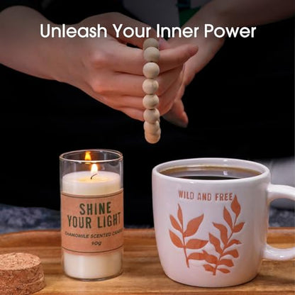 Meditation Set Discover the Power Within Kit Include Ceramic Mug Cup Sandalwood Bracelet & Eco-friendly Glass Candle Self Care Gifts for Women