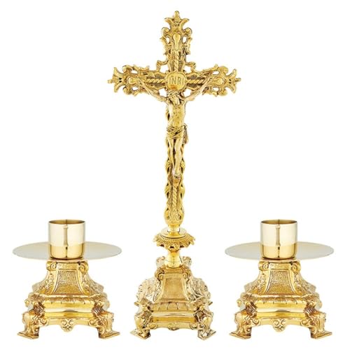 Trinity Church Supply Ravello Altar Set Candles Holder Stand Decoration for Dinning Table Mantel Decoration or Home Altar or Church Service, 5.5 Inch Height