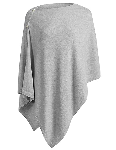 PULI Women's Versatile Knitted Shawls Scarf Poncho Sweater with Buttons Lightweight Spring Summer Fall Wraps - color: A-gray