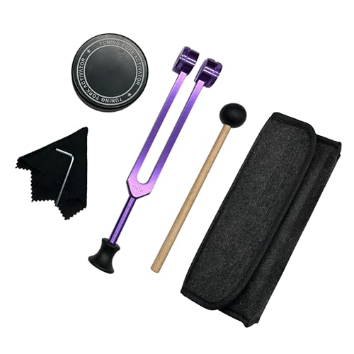 128 Hz Tuning Fork Healing Instrument with Activator, Aluminum Alloy Resonance Weighted 128Hz Tuning Fork for Healing Sound Meditation, Grounding, Mindfulness, Yoga, Reiki Practice Purple - color: Purple, size: 128Hz
