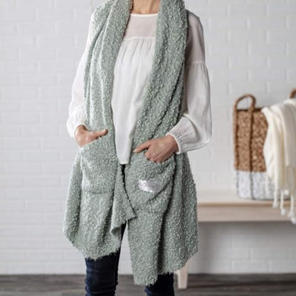 DEMDACO Giving Collection Giving Shawl with Pockets - Cozy Wrap for Women - Pockets - Soft Knit - Comfortable - Blanket-Style - Thoughtful Gift for Her - One Size - Sage Green