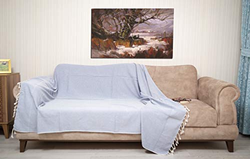 Bersuse 100% Cotton Ventura XL Throw Blanket for Couch - 100% Cotton - 60x90 Inches, Denim Blue - color: Denim Blue