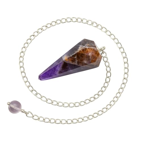 Amazing Gemstone Chevron Amethyst Crystal Pendulum for Divination - Certified Dowsing Crystals and Healing Stones for Chakra Balancing and Meditation - Enhance Reiki Spiritual Growth - color: Amethyst (Chevron)