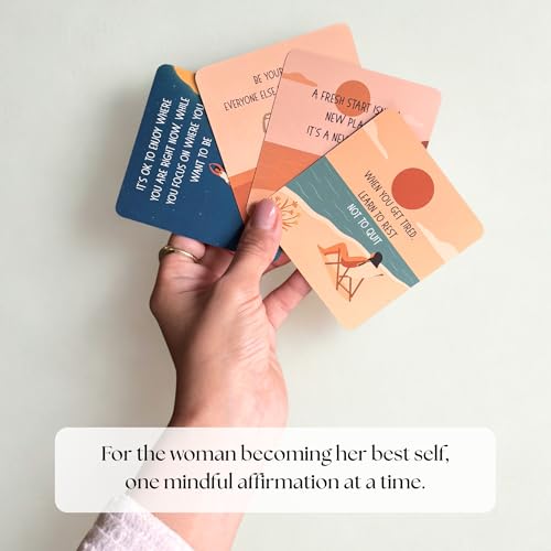 Positive Affirmation Cards for Women – 50 Daily Affirmation Cards for Mindfulness, Self-Care & Confidence | Premium Box + Wooden Stand