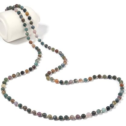Beaded Necklace Hand Knotted for Woman - color: India Agate