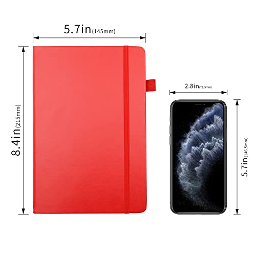 Lined Journal Notebooks with Pen Loop, Hardcover Notebook Journal for Work, 100Gsm Premium Thick Paper with Inner Pocket, Medium 5.7''''x8.4'''', ?bright Red, Ruled, 1 Pack - color: Bright-red