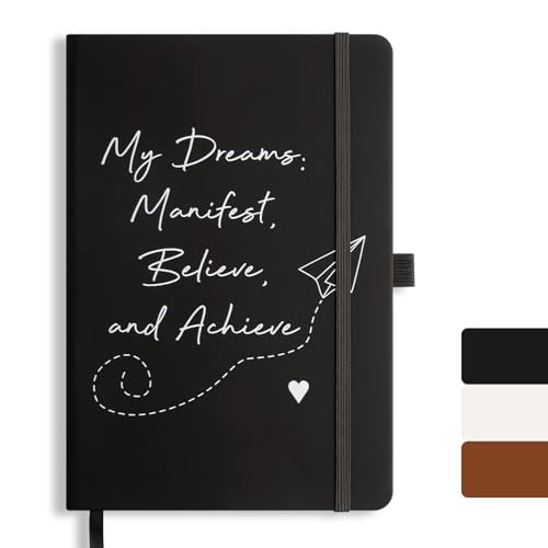A5 Lined Journal Notebooks for Man, 192 Pages Leather Hardcover Notebooks, 5.7 x 8.5 inch Journaling Notebooks for Work, Writing, School, Black