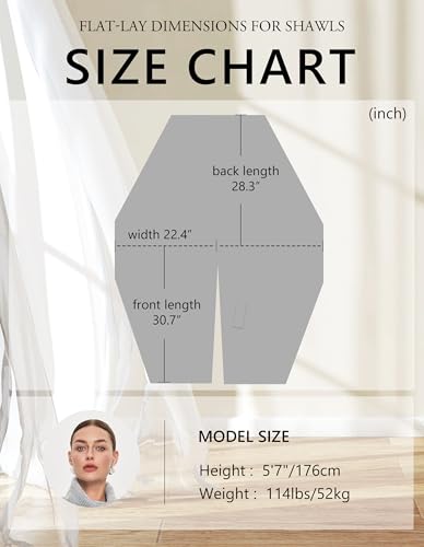 PULI Women's Elegant Shawl Wraps Soft Open Front Poncho Sweater for Spring Fall Winter - color: Classic Check-oatmeal and Barley Twist