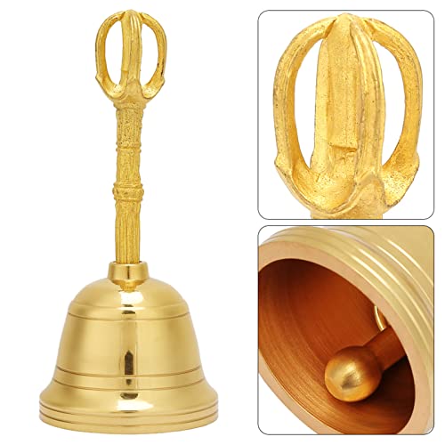 Retro Brass Hand Bell, Small Volume, Easy to Carry, Clear Audible Sound for Peaceful, Feng Shui Taoist Instrument