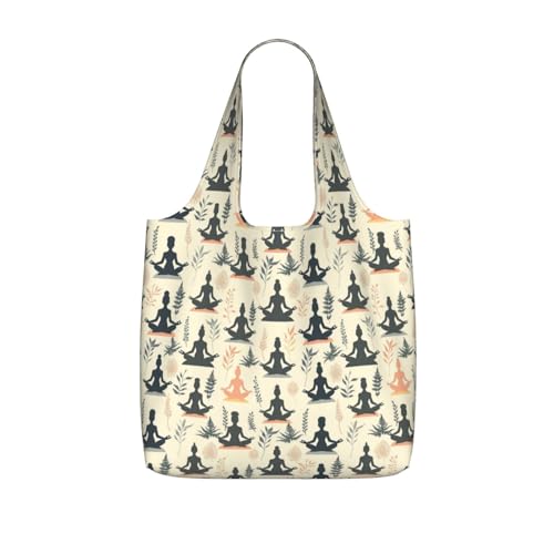 Yoga Meditation (7) For Foldable Shopping Bag, Washable Storage Tote For Work And Travel