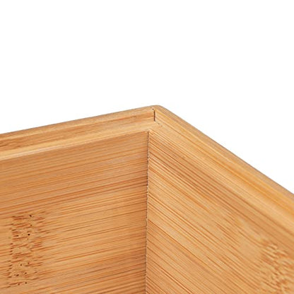 Relaxdays Storage Box, Stackable, Handles, H x W x D: 14 x 30 x 20 cm, Bamboo, Natural