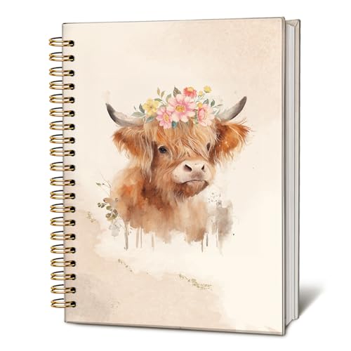 Vintage Floral Cow Notebook, Cows Lover Gifts Notebooks for Note Taking, Cows Gifts for Women Journal, Cute Western Flower Fluffy Cow Journals for Writing, 5.5x8.3 Inch - color: 01-Vintage Floral Cow1