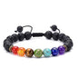 GelConnie Lava Rock Chakra Bracelet 7 Chakra 8mm Natural Stone Healing Bracelet Stress Relief Yoga Beads Anxiety Bracelet Aromatherapy Essential Oil Diffuser Bracelet Bangle - color: Black