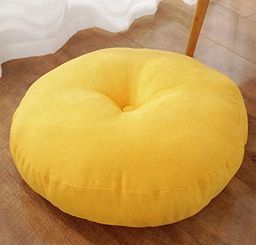 Round Large Floor Cushion, Thicken Solid Color Floor Pillow Detachable Washable Tatami Cushion Seat for Living Room Carpets Balcony Yoga,Lime Yellow,42 * 42cm - color: Lime Yellow, size: 42*42cm