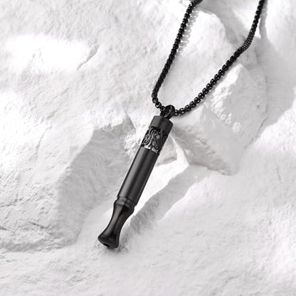 Anxiety Relief Pendant Mindfulness Breathing Necklace - Essential Oil Diffuser & Personal Inhaler Aromatherapy Necklaces for Women & Men (Black) - color: Black