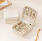 Mini Jewelry Travel Case, Small Portable Jewellery Storage, PU Leather Travel Jewelry Organizer Box, for Women, Girls, Wedding, Birthday, 3.74x3.74x1.92 In (White)