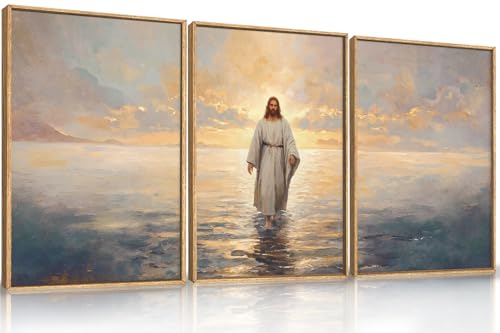 Large Jesus Christian Framed Canvas Wall Art Set,Bible Stories Faith Wall Decor,Vintage Modern Artwork for Living Room,Bedroom,Dining Room,Office -16"x24"x3 - color: Jesus Watercolor Wall Art, size: 16"L x 24"W