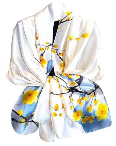 Dress Scarves Shawl Wraps Long Silky Scarf for Women Dressy Fashion Lightweight for Decorative Formal Evening Gowns - color: 1015-white Wintersweet