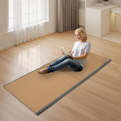 Foldable Floor Mat 78.74x39.37x1.97in, Natural Coconut Fiber Floor Mat, Tatami Futon Mattress Ergonomic Pressure Relief for Yoga Meditation Tatami Home Bed Tea Room (Blue)