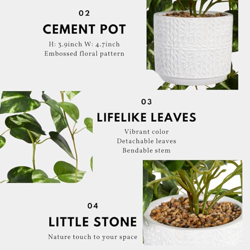 Realistic Artificial Plants Indoor in Pot – Green Faux Hanging Plants Artificial Decor Fake Pothos Potted Home Decor Shelves Tabletop Office 1 Pack