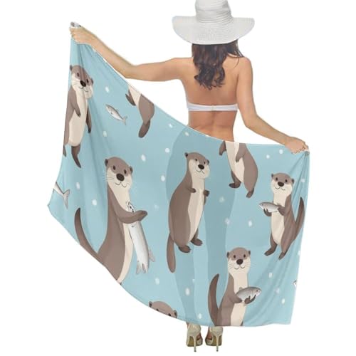 Women's Lightweight Long Scarf Thin Scarf Beach Headscarf Wimwear Bikini Wrap - color: Color646