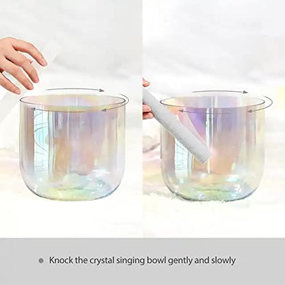 Crystal Singing Bowl Set, 432Hz,with Free Mallet & O-Ring, Frosted Quartz Sound Bowl for Yoga Meditation & Healing,7" A - size: 7"A
