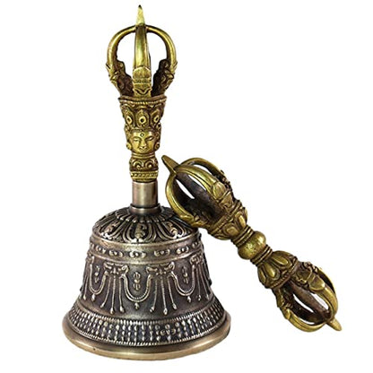 Tibetan Hand Bell,Tibetan Buddhist Meditation Bell 100% Handmade Puja Bronze Bell, Tibetan Meditation Bell For Sound Healing And Yoga (Size : 16cm) - size: 16cm