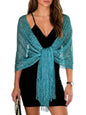 Sumolux Shawls Wraps for Evening Dresses Metallic Glitter Shawls Scarf for Women Sparkling Wedding with Free Buckle - color: Peacock Blue
