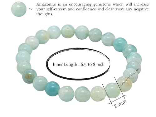 Amazing Gemstone Crystal Bracelet for Women Men's Gifts - Protection Healing Crystal Bracelet - 8mm Gemstone Beaded Stretchable Bracelet Pulseras Para Hombres Mujer Stocking Stuffers Mothers Day Gift (Amazonite) - color: Amazonite