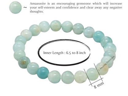Amazing Gemstone Crystal Bracelet for Women Men's Gifts - Protection Healing Crystal Bracelet - 8mm Gemstone Beaded Stretchable Bracelet Pulseras Para Hombres Mujer Stocking Stuffers Mothers Day Gift (Amazonite) - color: Amazonite