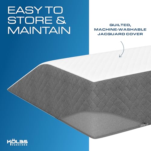 Kolbs Bed Wedge Pillow for Sleep Apnea, FSA Eligible Acid Reflux, and Back Pain Relief, with Chic Jacquard Cover - Headboard Wedges for Sleeping (Flat Top 7" Height) - size: Flat Top 7" Height