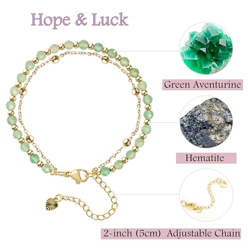 Farfume Crystal Bracelet Beaded Bracelets 4mm Natural Stone Beads Gemstone Handmade Jewelry Gift for Women - color: Green Aventurine-hope&luck